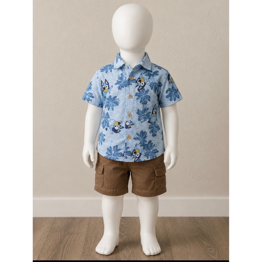 Bluey Boys shirt 4T Hawaiian print summer button up